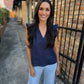 Heidi Linen Top-Navy