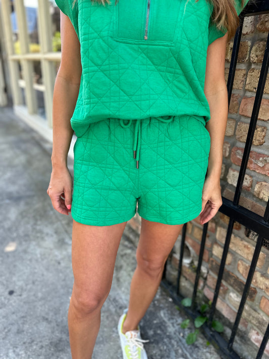 Georgia Textured Shorts- Green