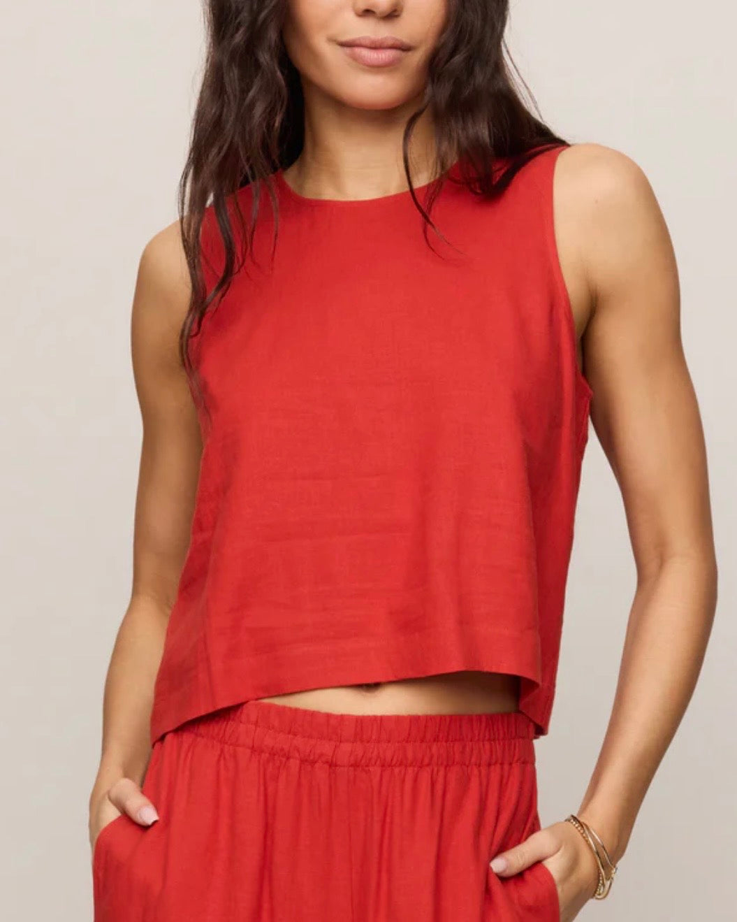 Z Supply Sloane Linen Tank- Chili Pepper