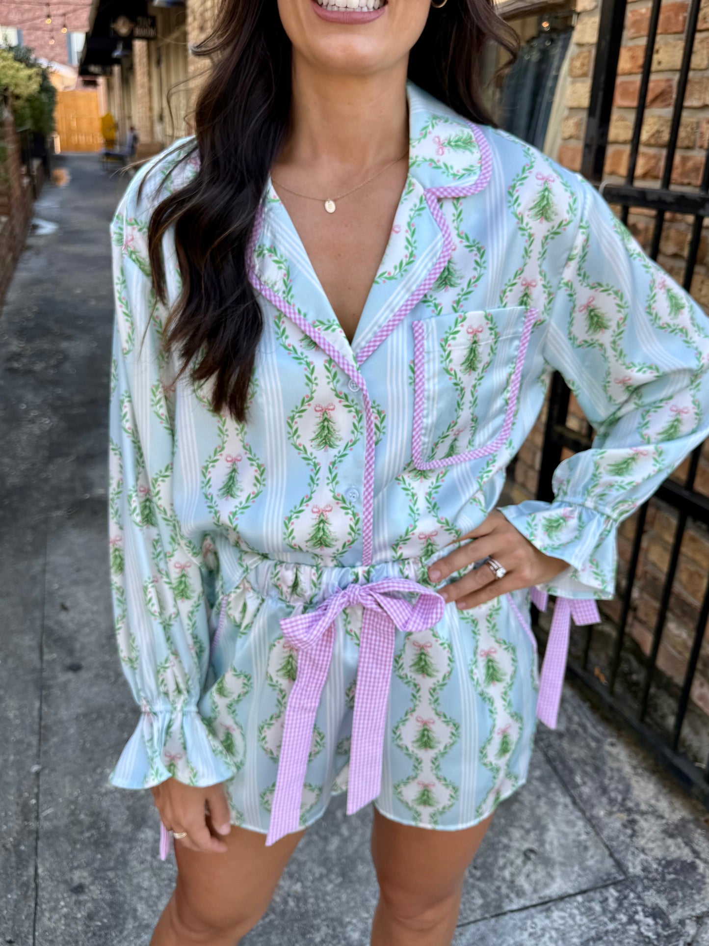 Christmas Tree Pajama SET- Blue/Green