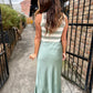 Deano Satin Maxi Skirt- Sage Green