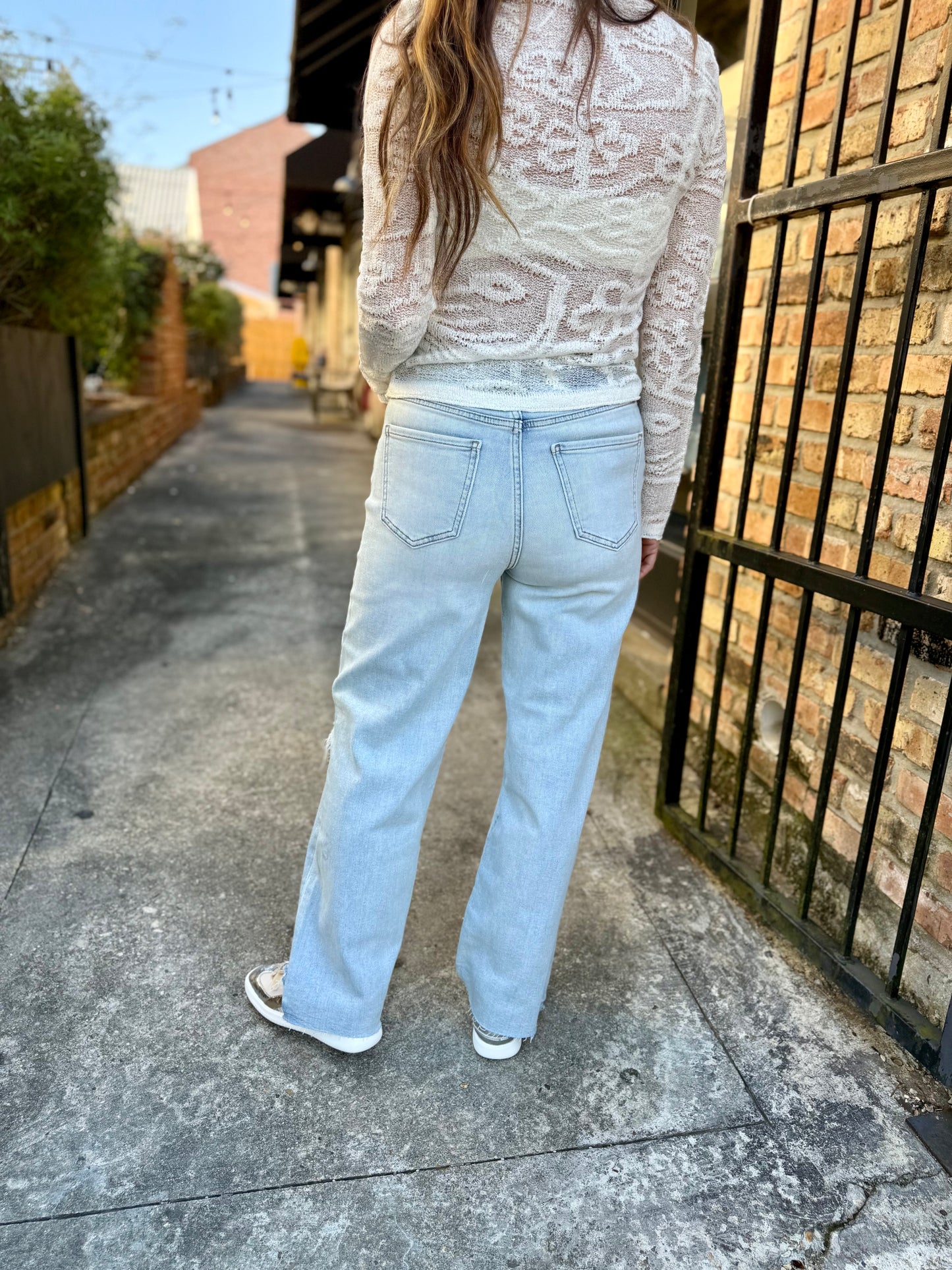 Pleaser HR Wide Ankle Denim- Charisma Distressed