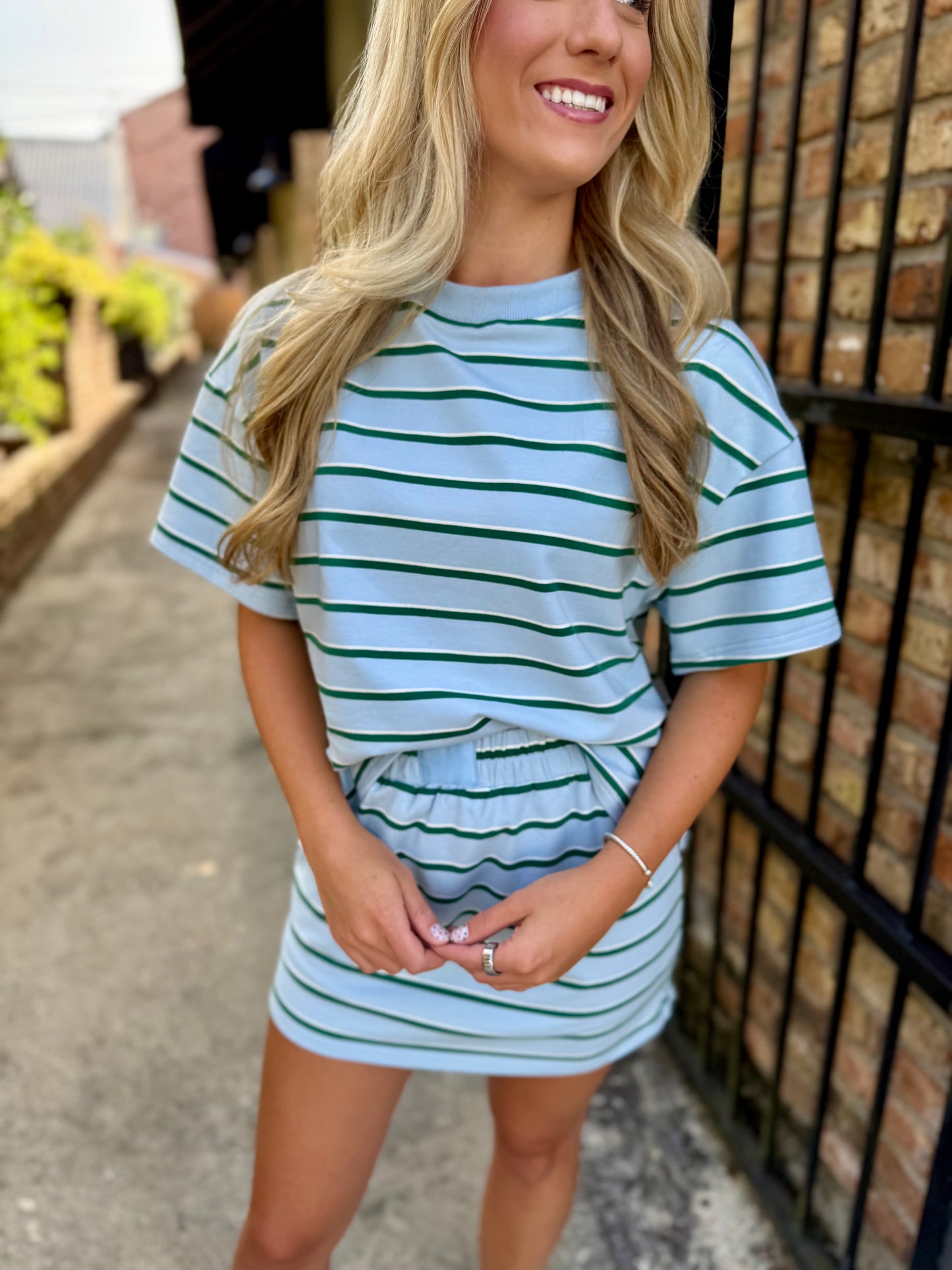 Teva Striped Skort- Baby Blue/Green