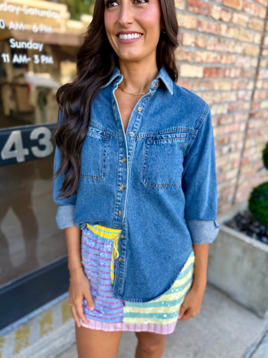 Moore Denim Top- River