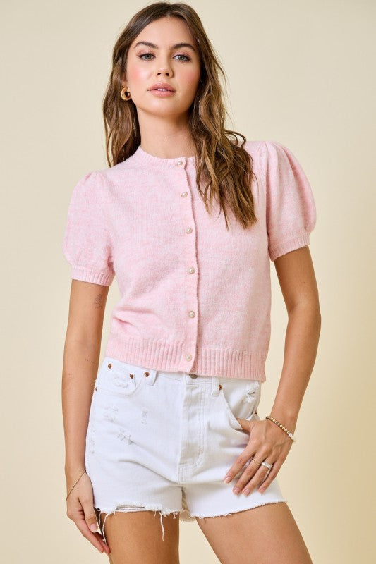 Peter Cardigan Top- Lt Pink