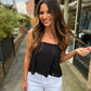 Doha Eyelet Flowy Tank- Black