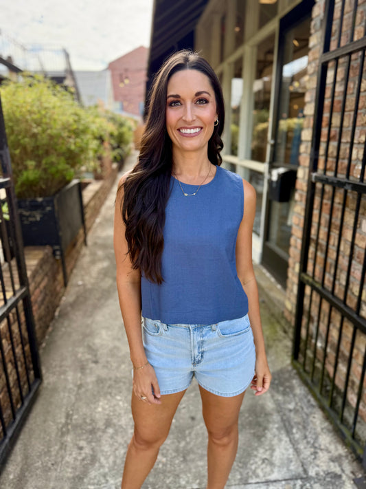 Z Supply Sloane Linen Tank- Vintage Indigo