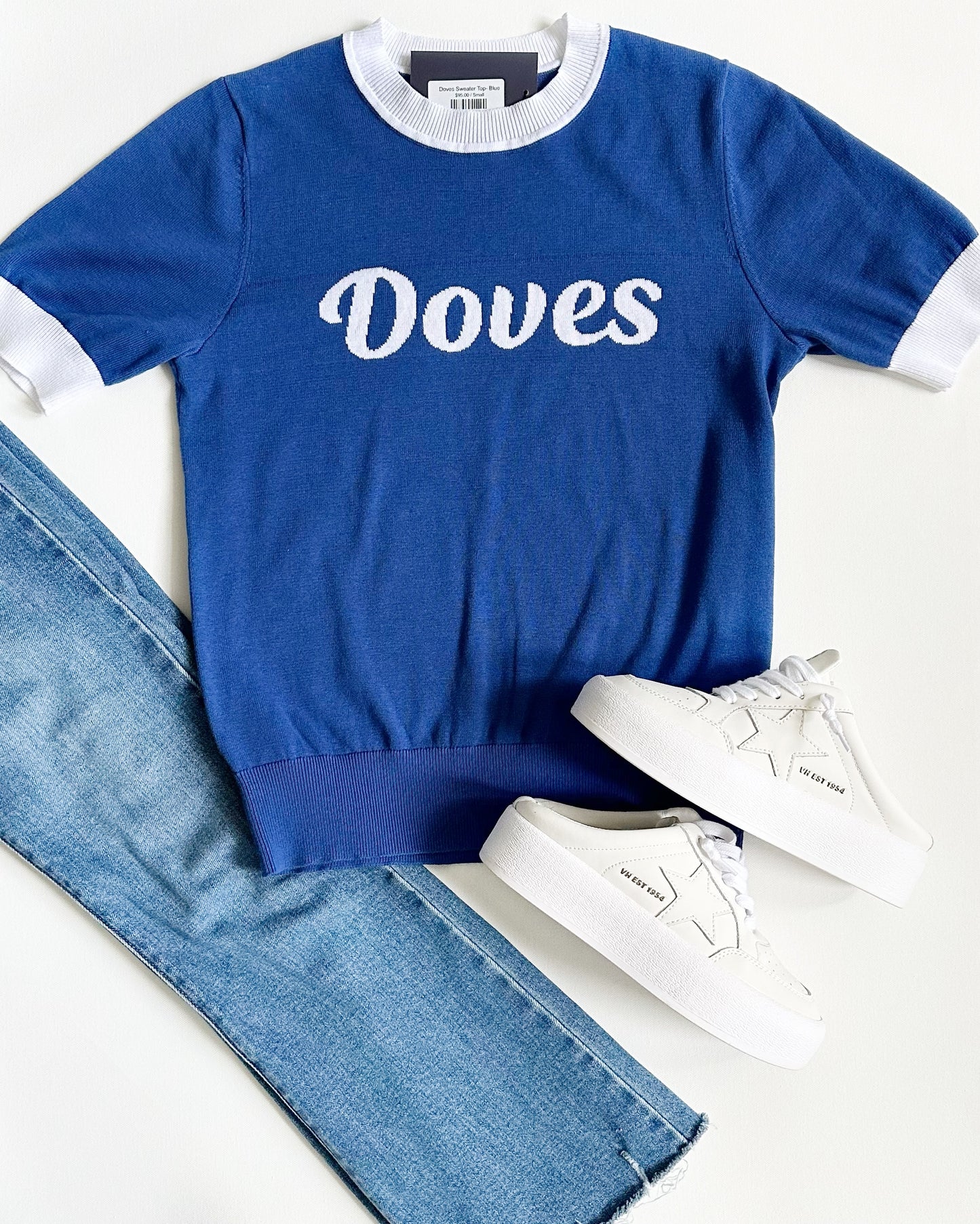 Doves Varsity Sweater Top- Blue