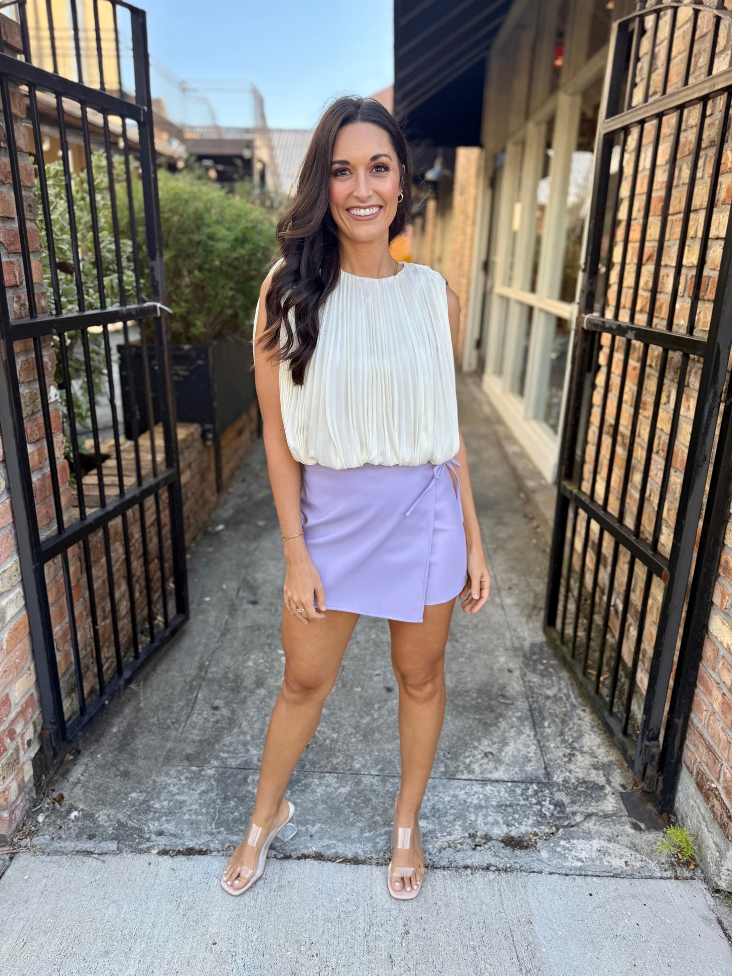 O'Neal Faux Leather Wrap Mini Skort- Lavender