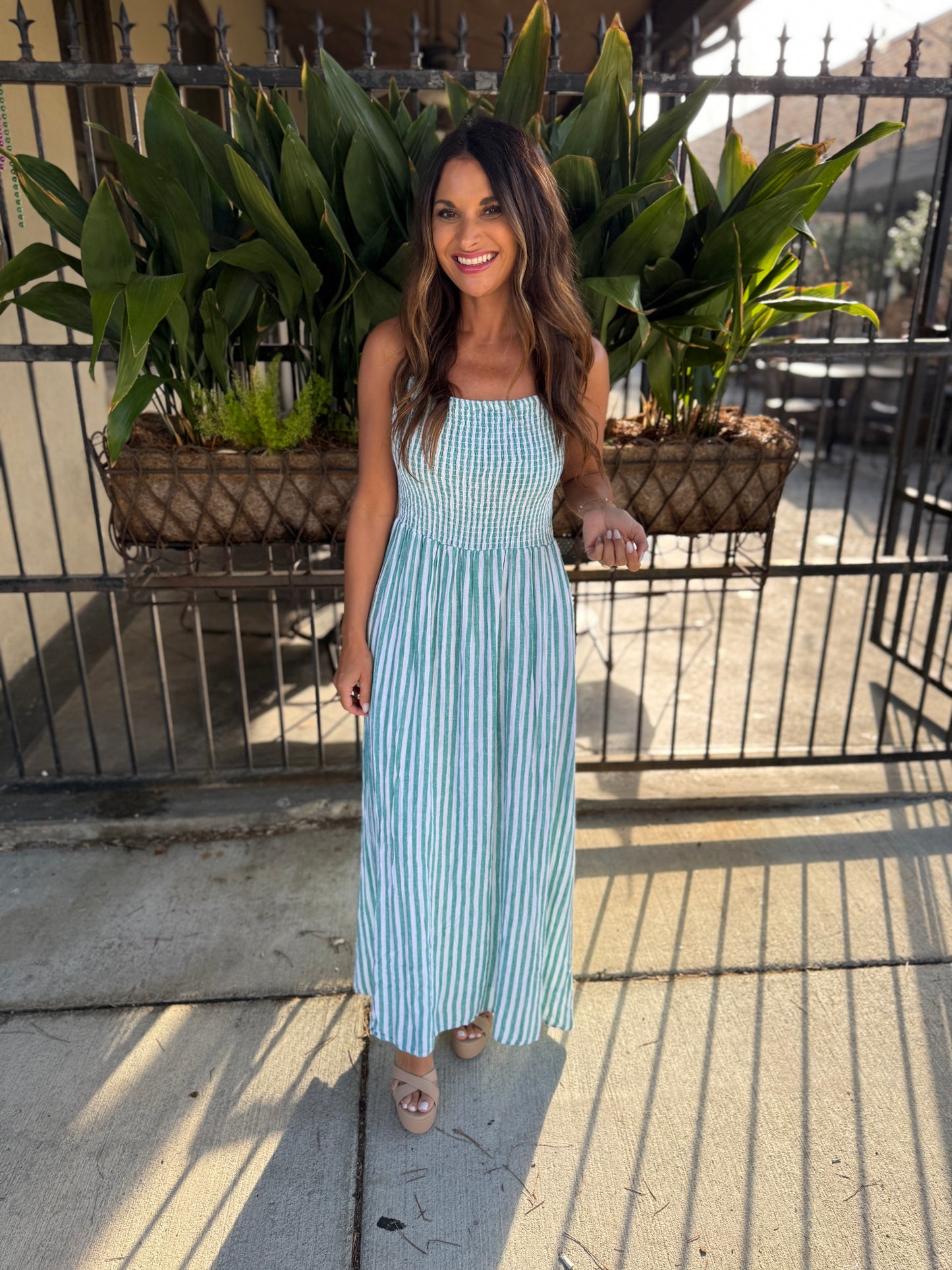 Z Supply Bayside Striped Maxi Dress- Green