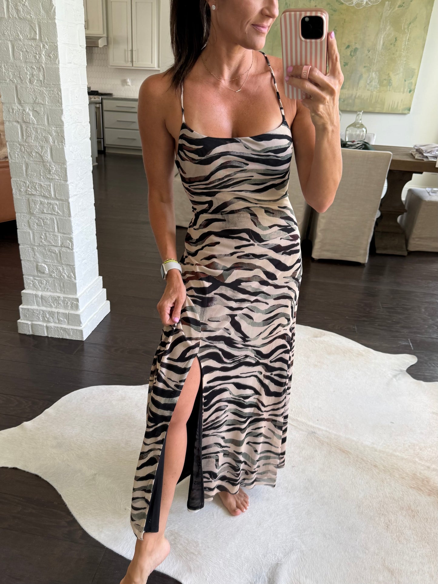 Adella Maxi Dress- Caramel Zebra