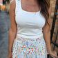 Dearly Square Neck Tank- Ivory