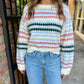 Pattern Cropped Sweater- Cream Multi
