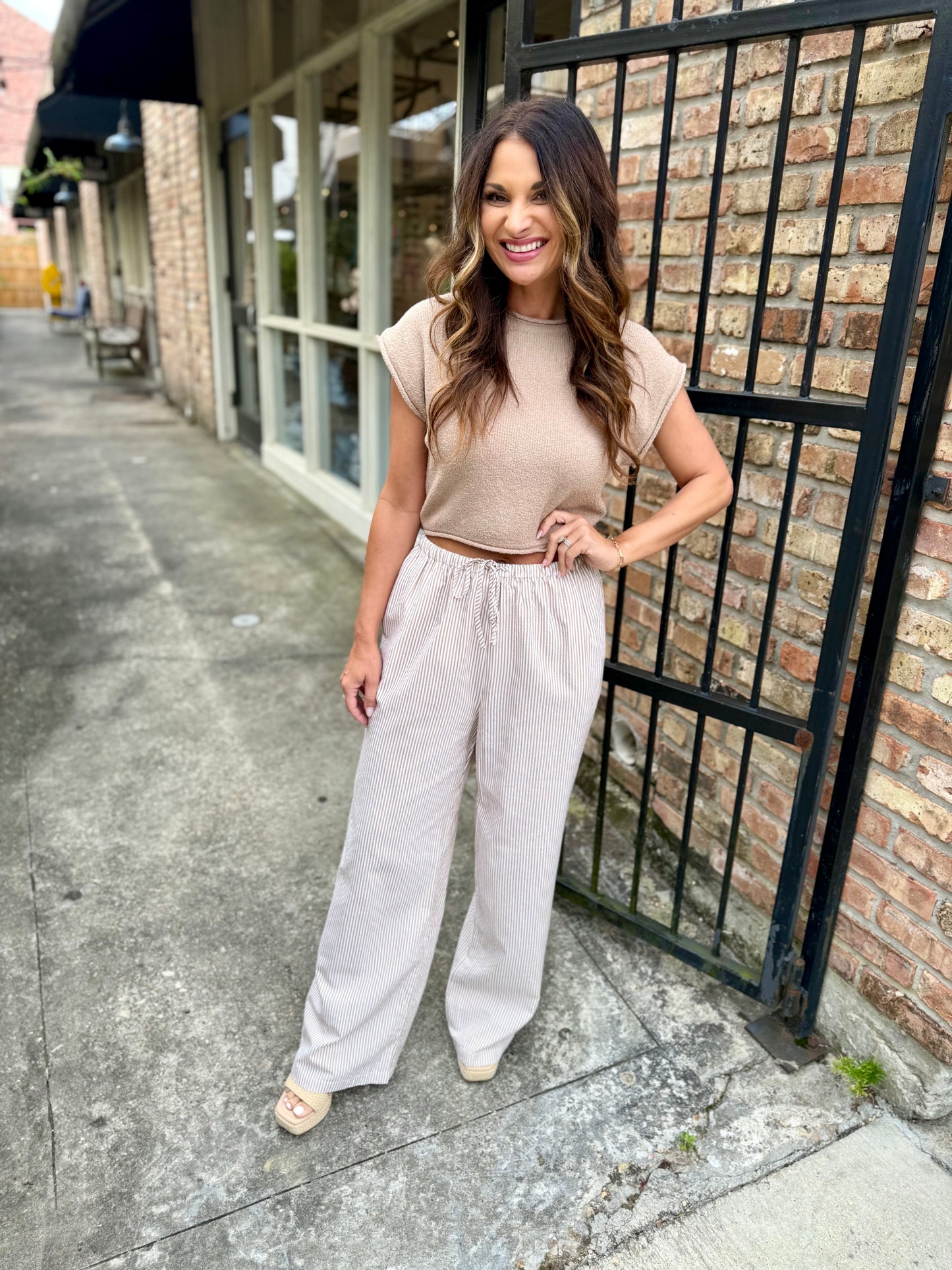 Cuddy Cap Sleeve Top- Lt. Brown