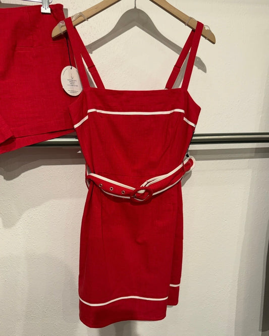 Saffron Muse Mini Dress- Red