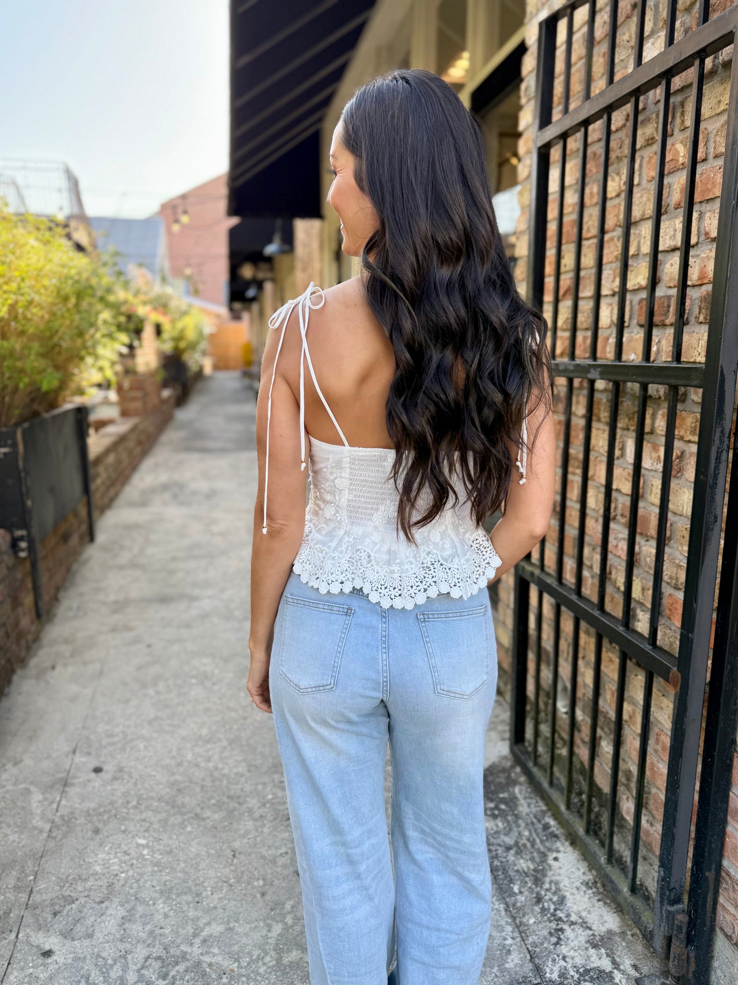 Alice Eyelet Top- White