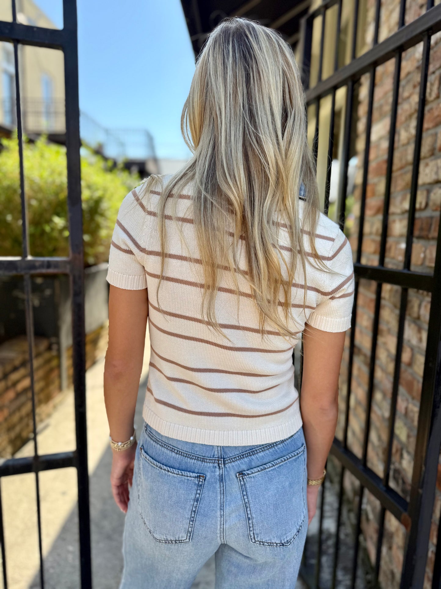 Shyla Striped Collar Top