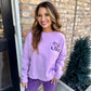 LSU Sequin Boxy Sweatshirt- Lavender