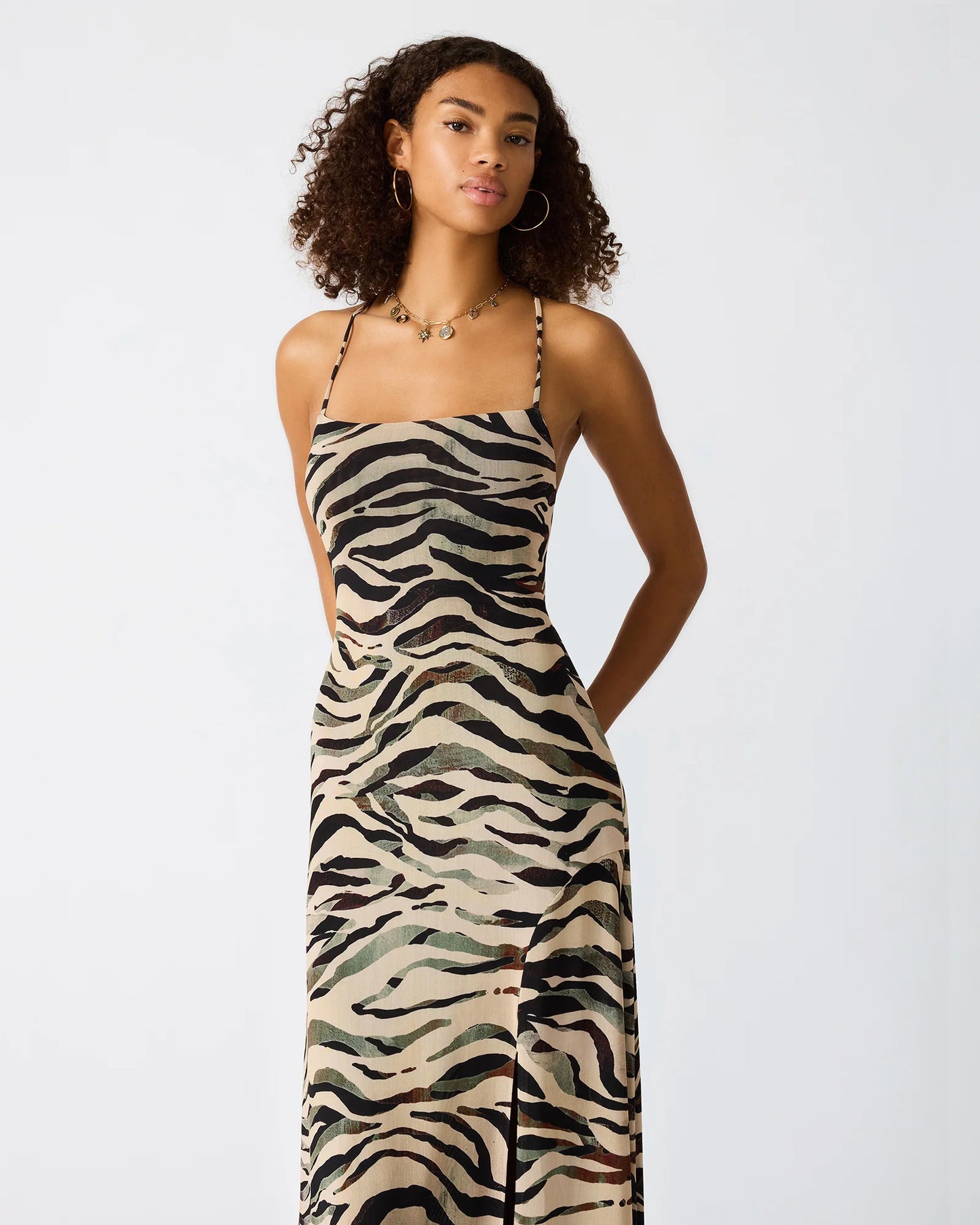 Adella Maxi Dress- Caramel Zebra
