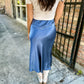 Kaylee Satin Maxi Skirt- Dusty Navy