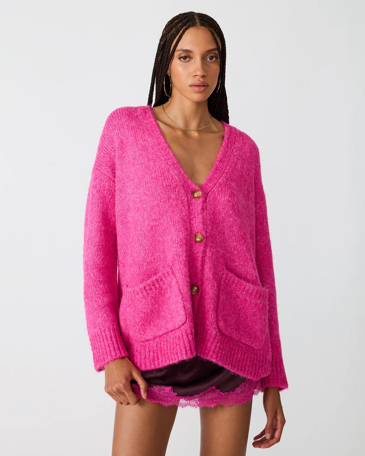 Finley Oversized Sweater- Pink Violet