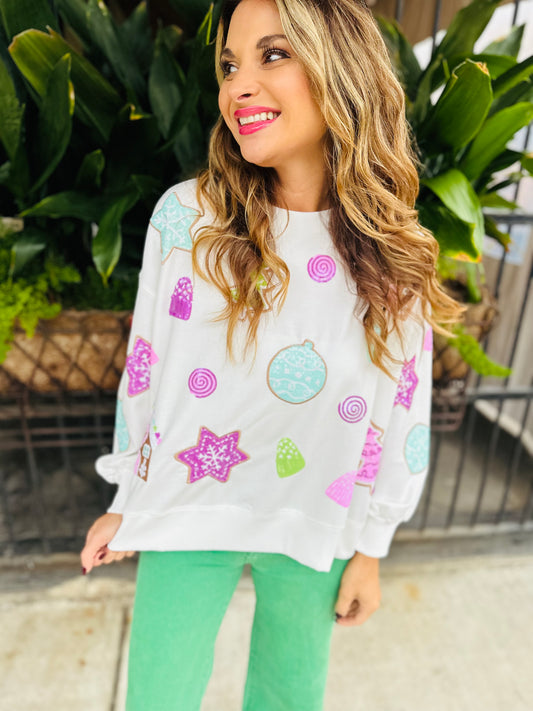 Millie Gingerbread Sweatshirt- White