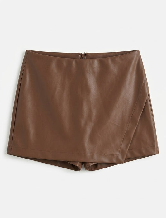 Cleo Leather Skort- Brown