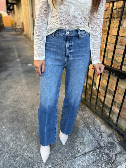 Pleaser High Rise Wide Ankle Denim- Indigo