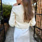 Rhinestone Bow Cardigan- Cream
