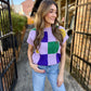 Cleopatra Checkered Sweater Top- Lavender