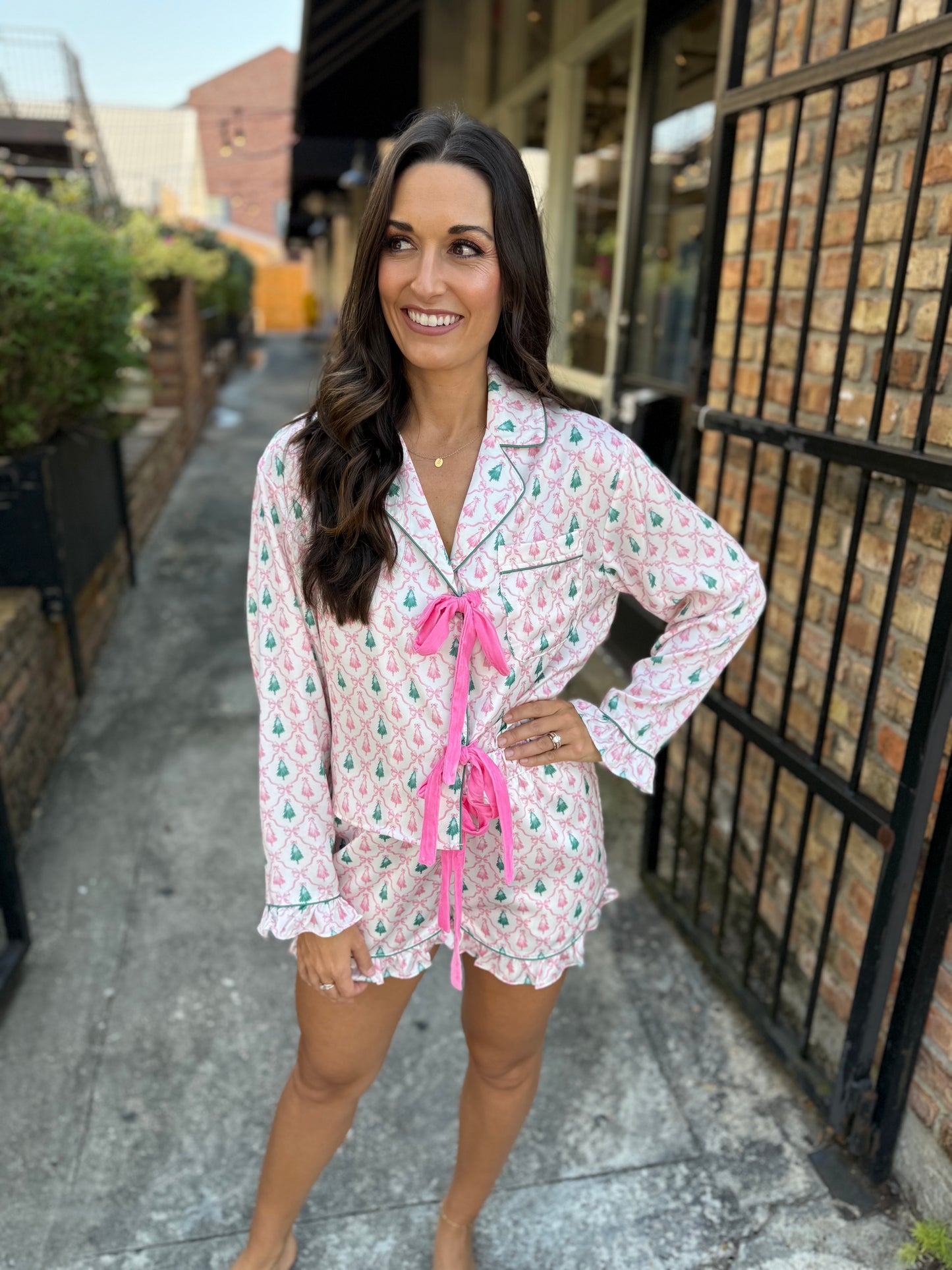 Christmas Tree Pajama SET- Pink