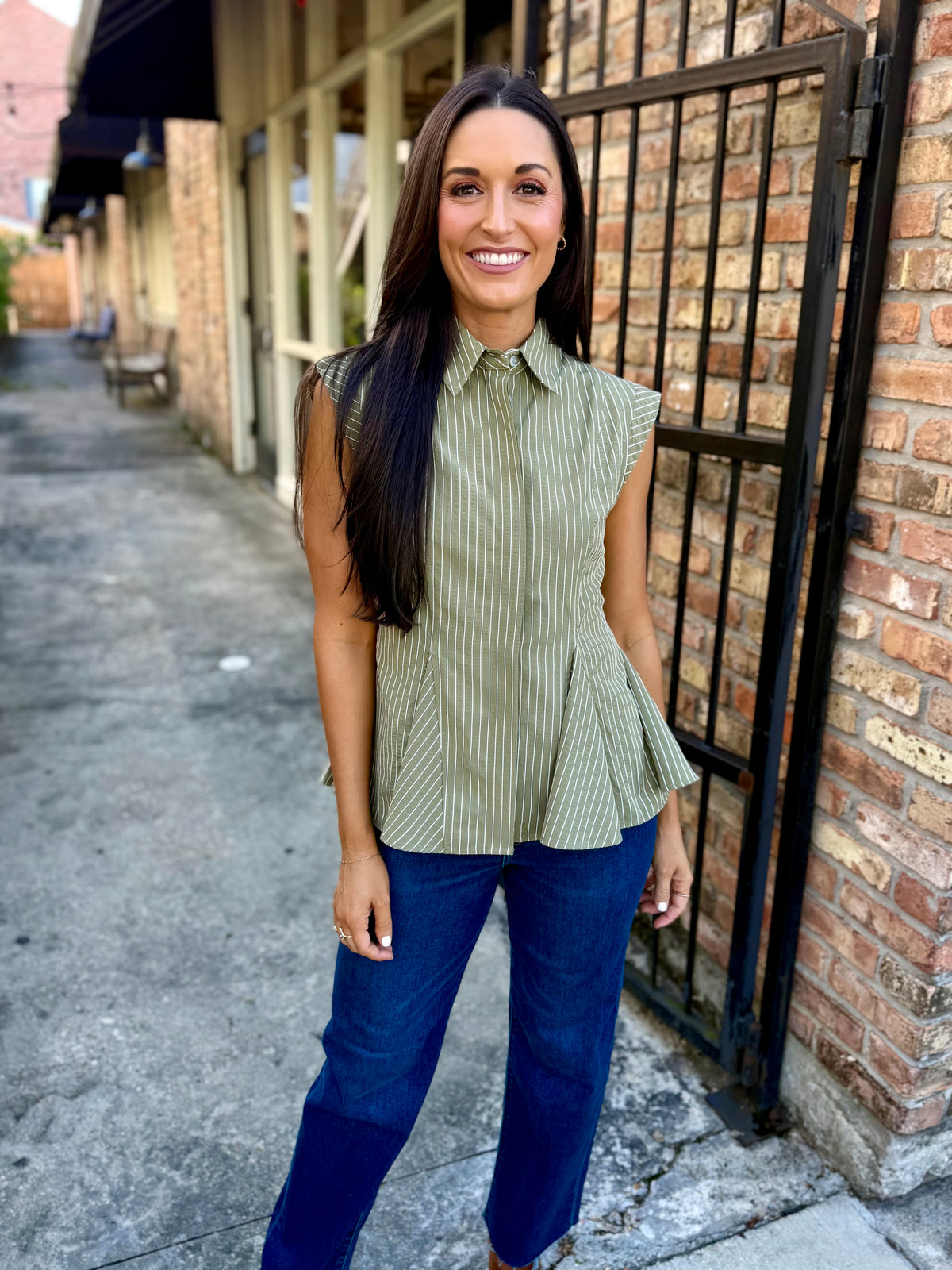 Ardis Stripe Top- Olive