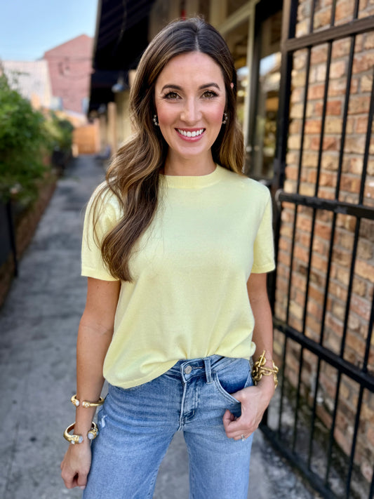Crystal Sweater Top- Lemon