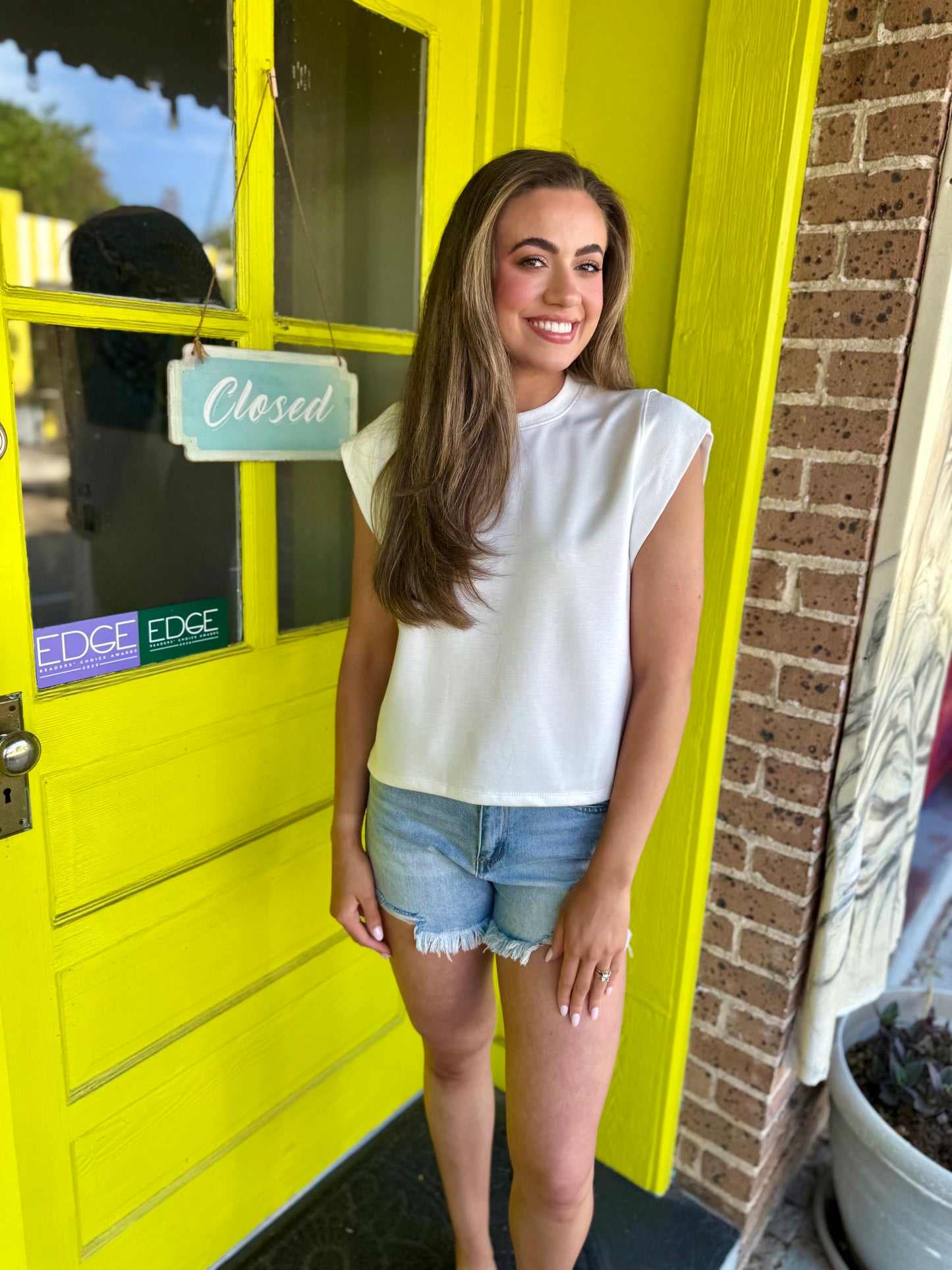 Campo Cap Sleeve Top- Off White