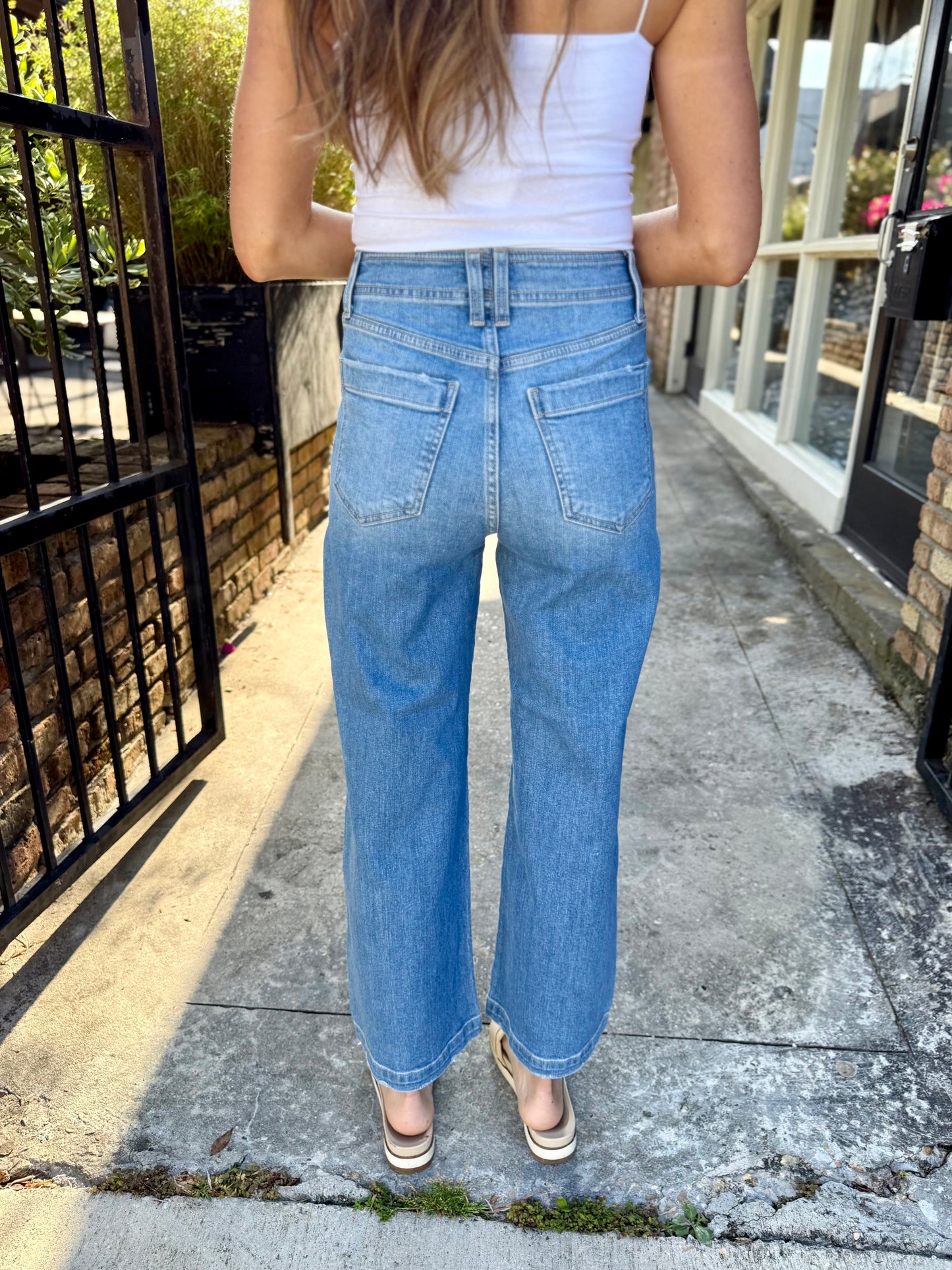Valley Girl HR Patch Pocket Ankle Denim- Fave