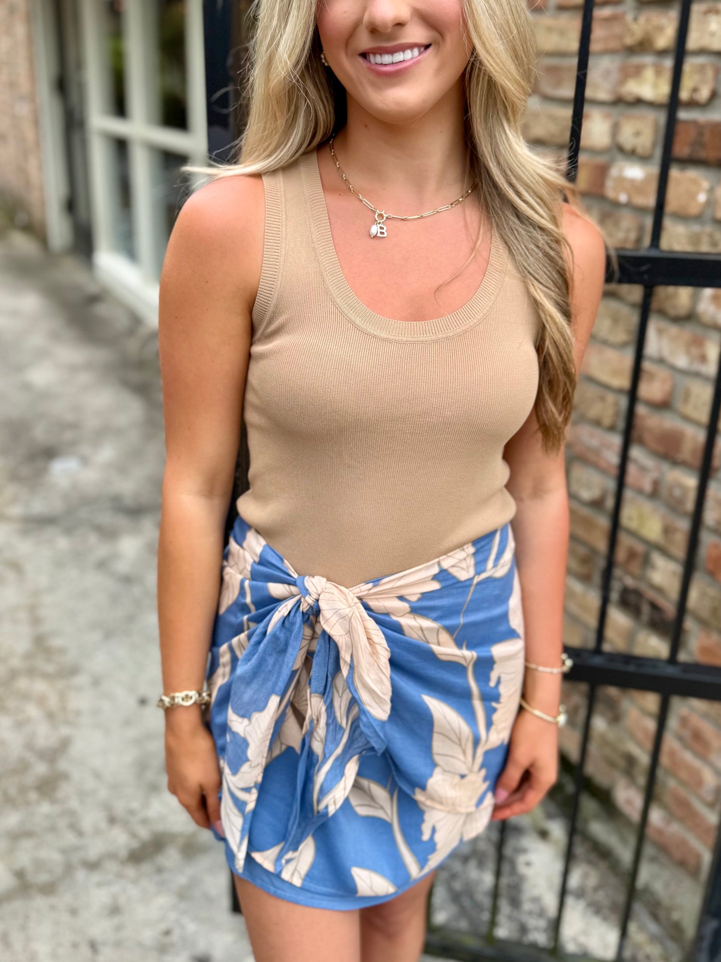 Cory Ribbed Tank- Beige