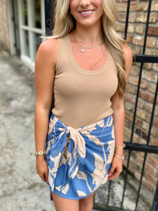 Cory Ribbed Tank- Beige