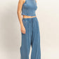 FP Mineral Washed 2 PC Pants Set- Navy