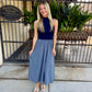 Hunter Maxi Mock Neck- Navy/White Stripe