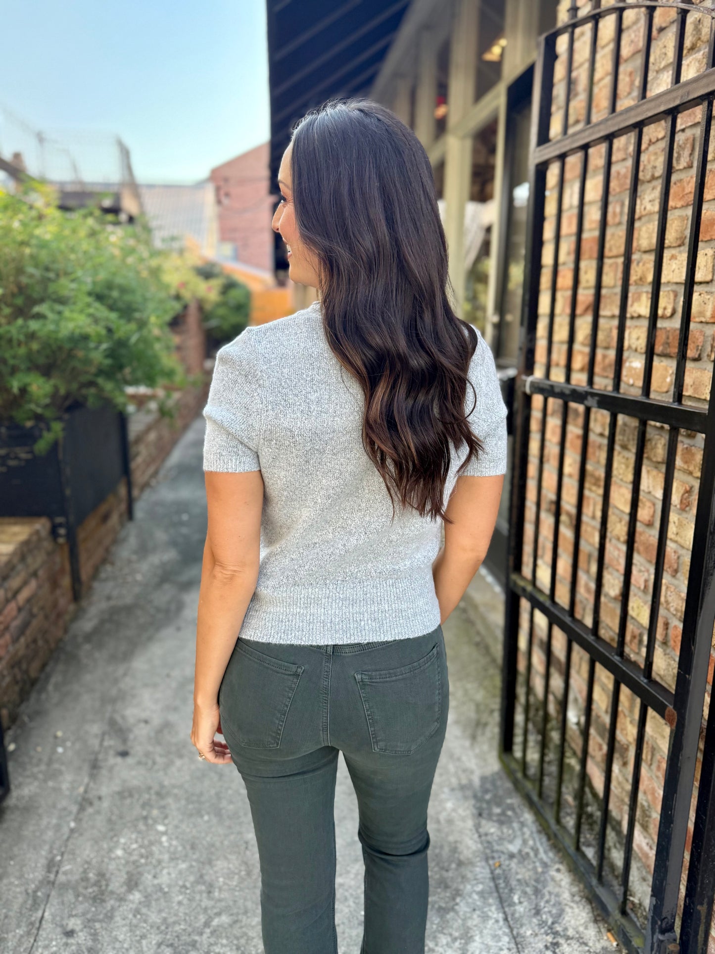 Sierra Crew Neck Sweater Top- Gray