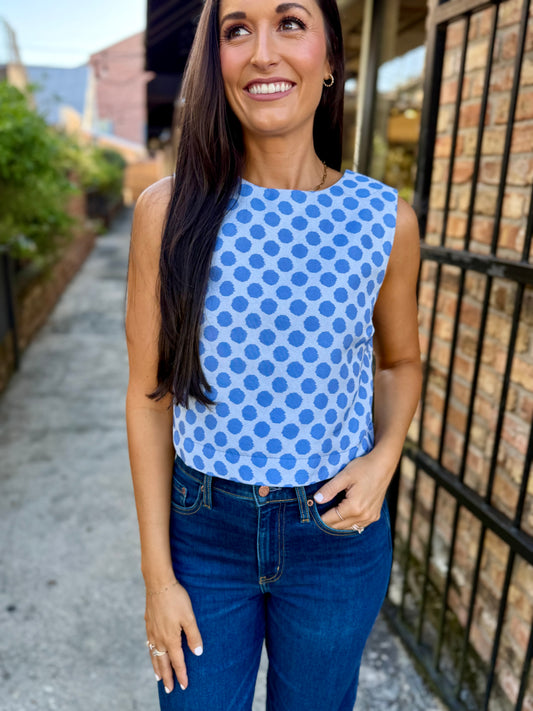 Dotty Polka Dot Top- Blue