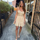 Martinez Contrast Stitch Mini Dress- Taupe