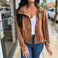 Z Supply Corin Bubble Hem Jacket- Saddle