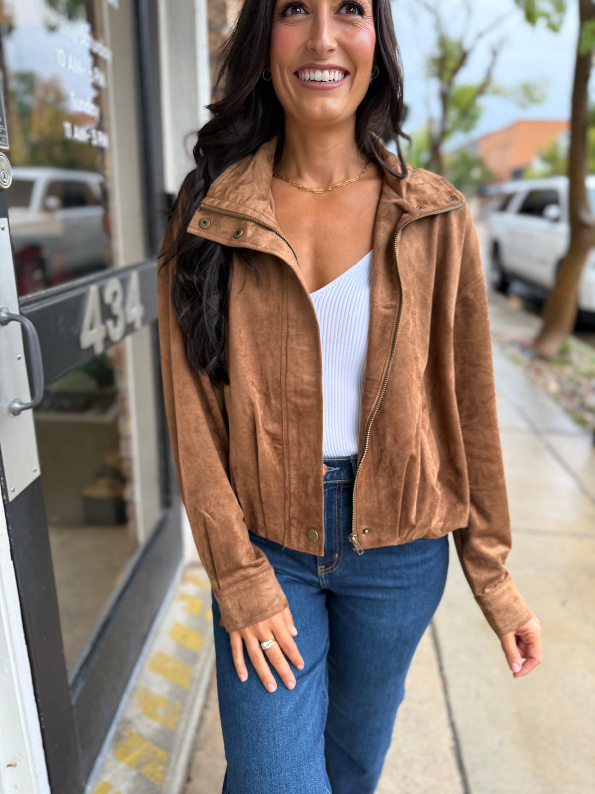 Z Supply Corin Bubble Hem Jacket- Saddle