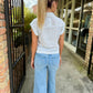 Barry Striped Button Up Top- Blue