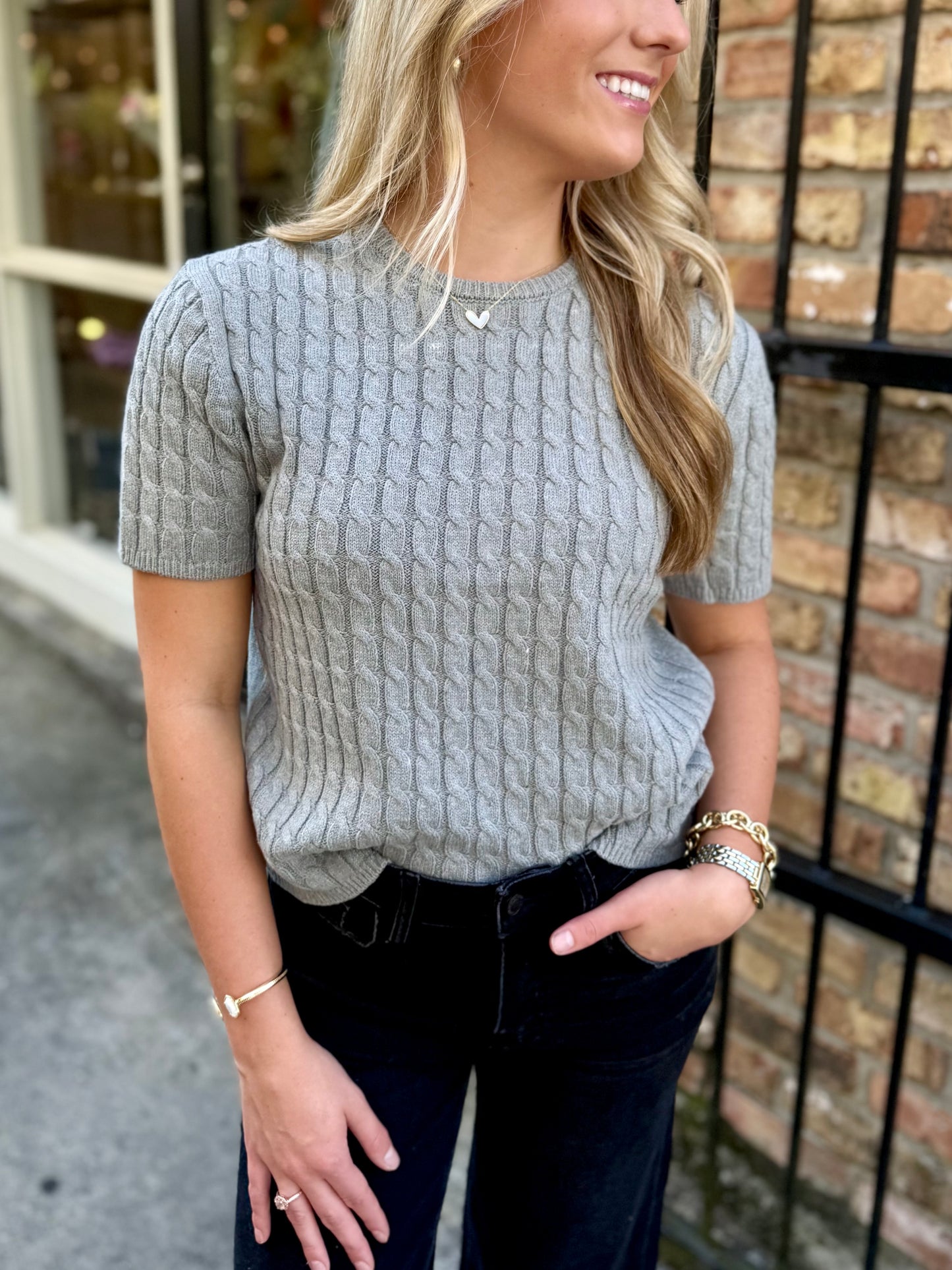 Culotta Cable Sweater- Heather Gray