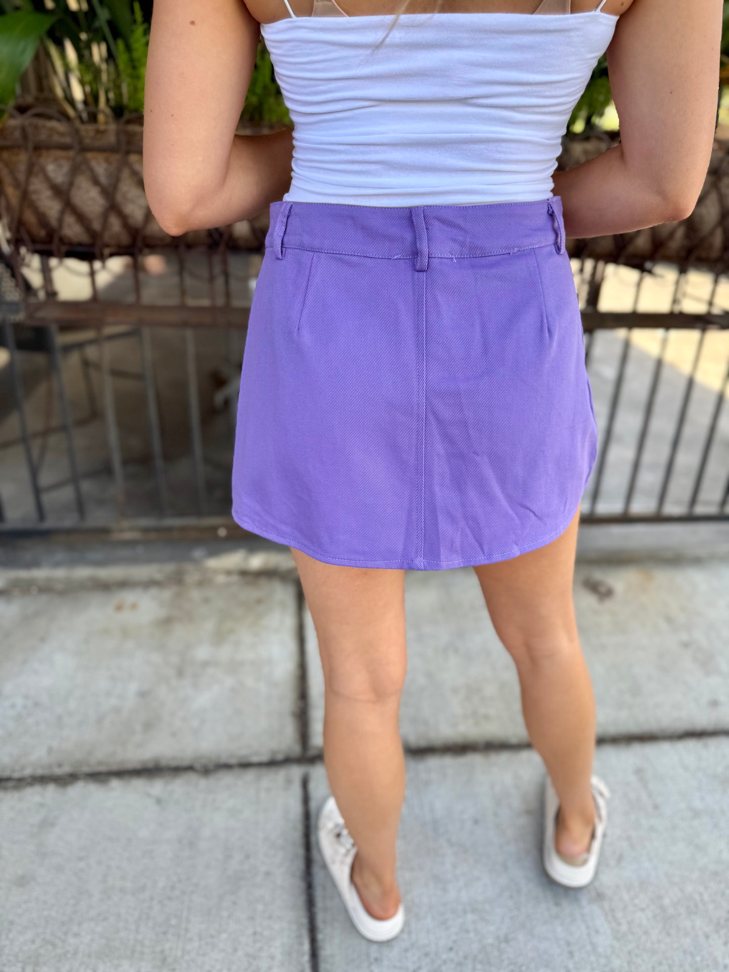 Mulkey Denim Skort- Purple