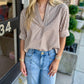 Johnny Gingham Top- Mocha Natural
