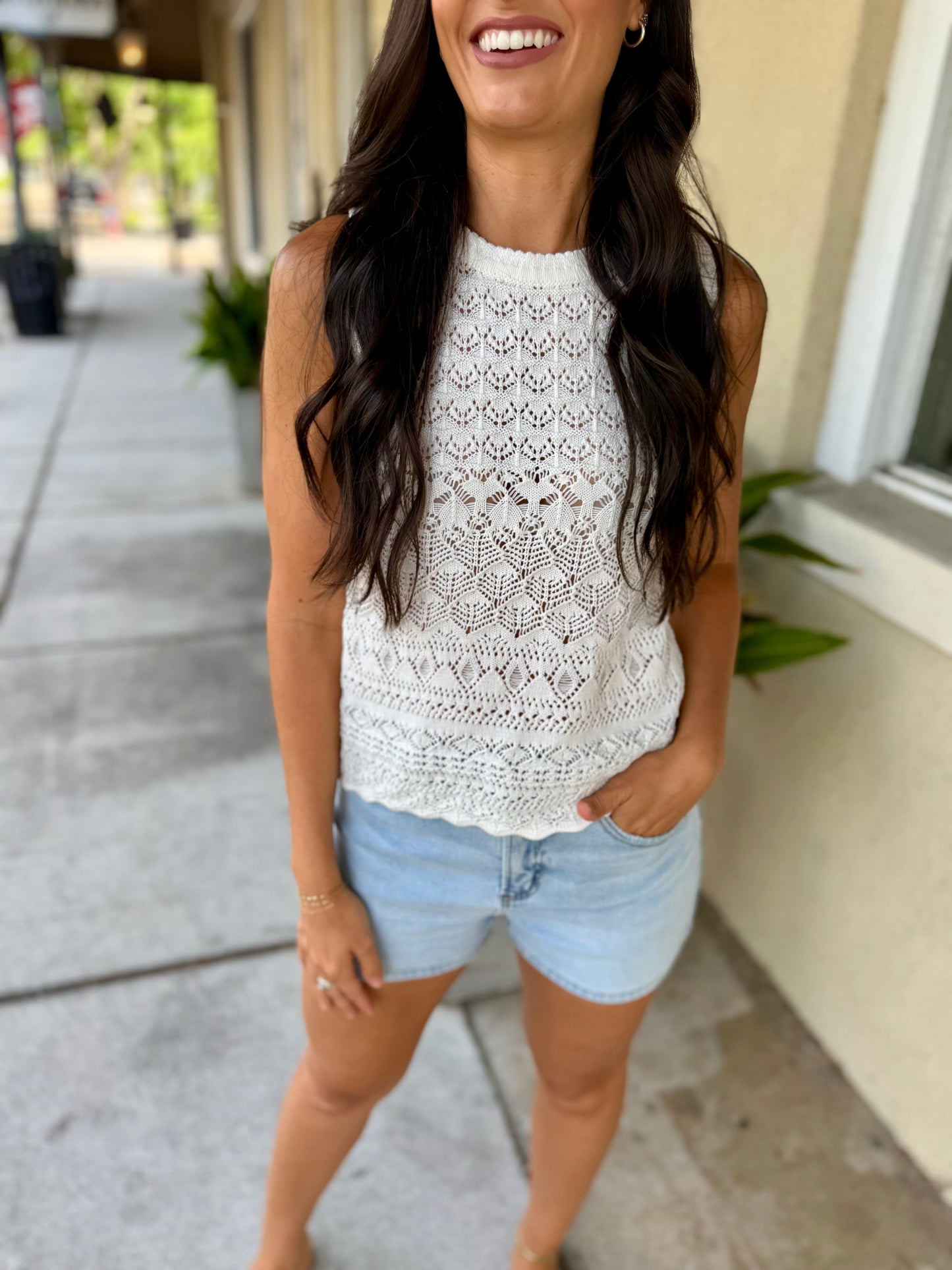 Andrew Crochet Tank- White