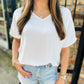 Flowy V Blouse- White